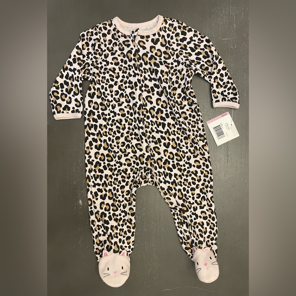Little Me Pink and Black Leopard Print Footie